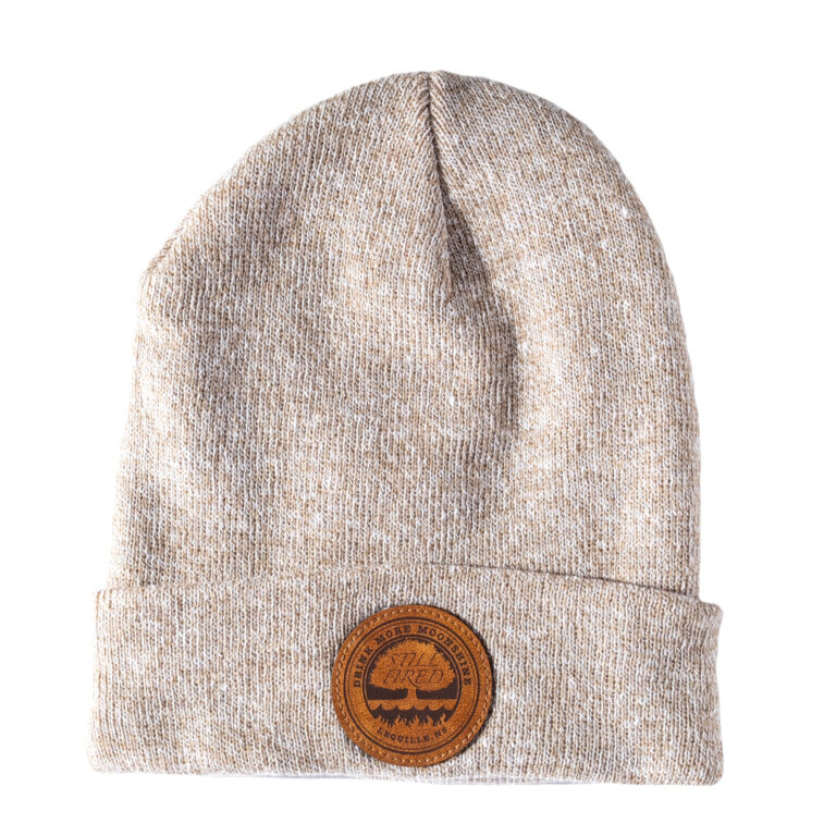 Beige toque with custom leather patch