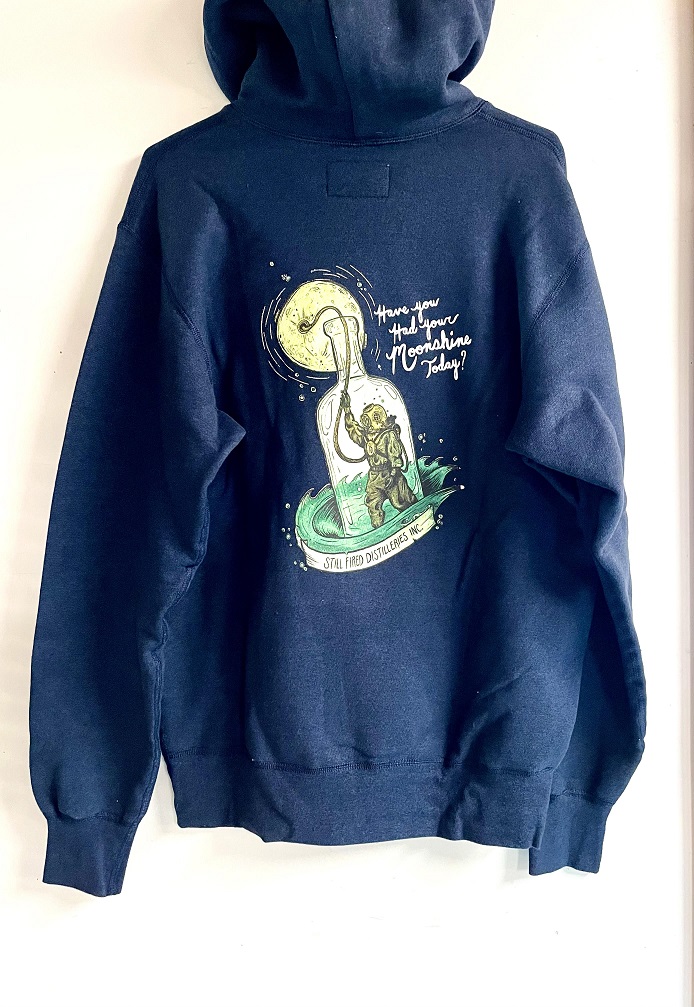 Navy Stansfield's Hoodie with Diver In a Bottle Artwork